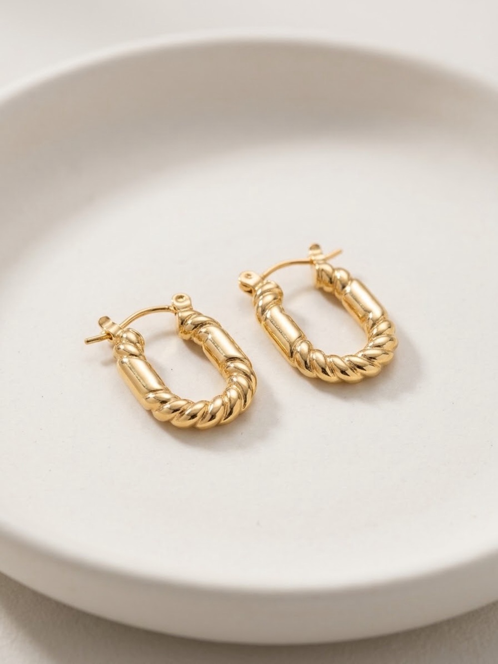 Gold-Filled Twisted Hoop Earrings, NEW with Box